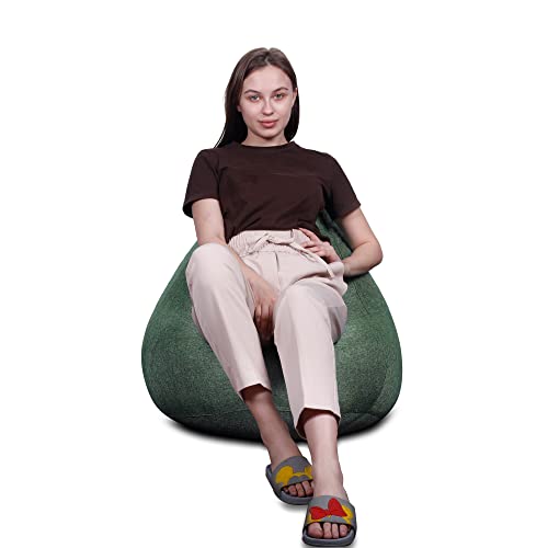 Style Homez ORGANIX Collection, Classic Bean Bag XL Size Green Color in Organic Jute Fabric, Cover Only - Image 8