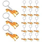 SOLUSTRE 20 Stück Teiliges Giraffen-schlüsselanhänger- PVC Tieranhänger Leicht und Langlebig Niedliche Giraffe Schlüsselring-anhänger für Rucksack Tasche Dschungel-partygeschenke