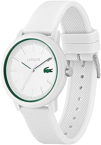 Lacoste Męski Analogowy Zegarek Kwarcowy z Silikonowym Paskiem 2011169, Biały