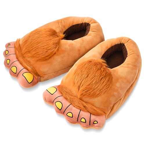 VKTY Bigfoot, pantofole da uomo con mostro peloso, pantofole da uomo, comode, calde, Hobbit, per adulti, Come mostrato