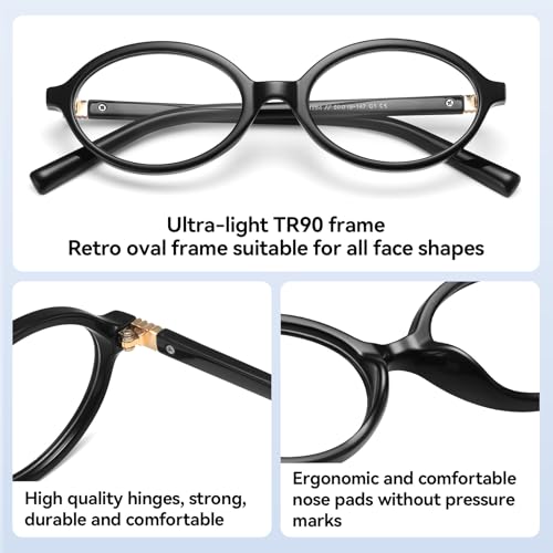 Image of Dollger Oval Blue Light Glasses for Women Men Fashion Retro 90s Small Frame Computer Glasses
