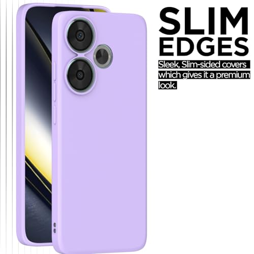 Image of Outlouders Back Cover for Poco F6 5G | Camera Protection | Durable Soft Matte Silicone Bumper Case (Purple)