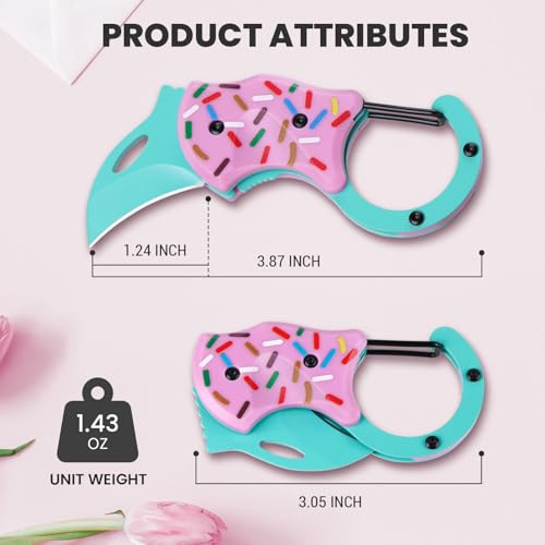 Image of coldown 3 Pack Cute Pocket Knife Gifts for Women Men Adults | Folding Knives Gadgets with 1.34in Stainless Steel Blade, Box Cutter with Donut Pattern, Unique Gift Idea for Her