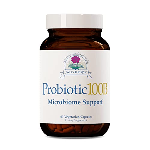 Ayush Herbs Probiotic 100B, Natural Ayurvedic Herbal Daily Probiotic Supplement, 60 Capsules