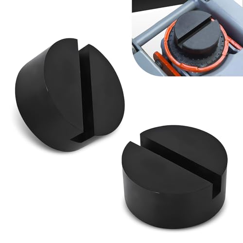 Image of 2 PCS Cars 2.91 inch x 1.34 inch Floor Jack Rubber Pads, Slotted Welded Side Frame Rail Jack Stand Anti-Skid Cushion Pad Adapter, Portable Auxiliary Repair Accessories for Vehicles (Black)