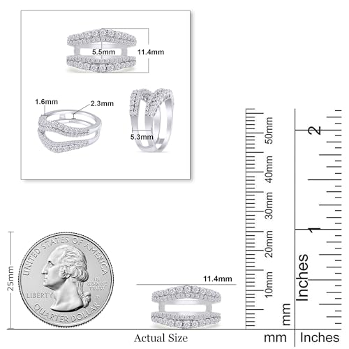 1 cttw Round Lab Created Moissanite & Lab Grown Diamond Double Row Pave Set Curved Enhancer Guard Ring In 14K Gold Over Sterling Silver Jewelry (1.00 Cttw), Gift For Her2