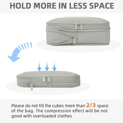Image of BAGAIL 4 Set /6 Set /8 Set Compression Packing Cubes Travel Accessories Expandable Packing Organizers (Square Mesh, 06-Grey)