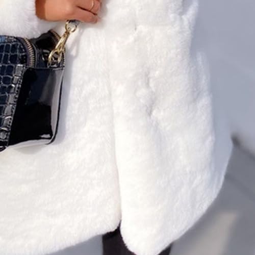 Womens Faux Fur Long Coats Warm Winter Outwear Fleece Overcoat Open Front Long Cardigan Jacket with Pockets4