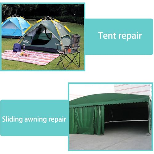 Image of Waterproof Awning Repair Tape for Tarp,Heavy Duty Outdoor fabric tape for Canvas,Boat Covers,canopy,marine,Tent seam tape,Sail, RV /Truck Roof, pool cover Tear Repair Patch Kit,nylon tent patches,Green