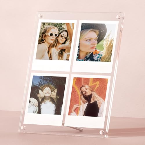 WINKINE Polaroid Frame for i-Type/600/SX-70/Films Photo Collage Frame Polaroid Frame for Instant Photos Tabletop Floating DIY Pressed Flower Art Display (Clear)