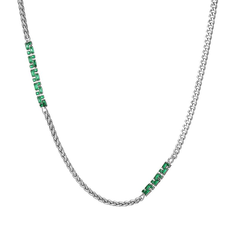 salty alpha Echelon Emerald Chain Necklace for Men & Boys | Pendant | Locket | Fancy & Stylish | Aesthetic Jewellery | Accessories for Everyday Wear | Gift for Birthday, Marriage, Rakhi, Valentine Day-picture-24
