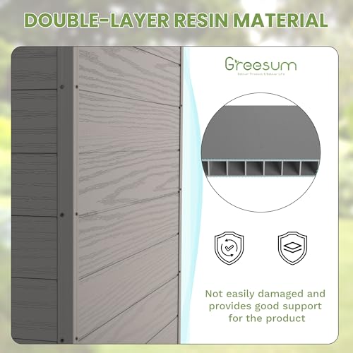 Image of Greesum 6x4FT Plastic Outdoor Storage Shed with Floor, Resin Sheds with Lockable Double Door, Tool Sheds with Vents and Window, for Garden, Backyard, Patio, Dark Gray