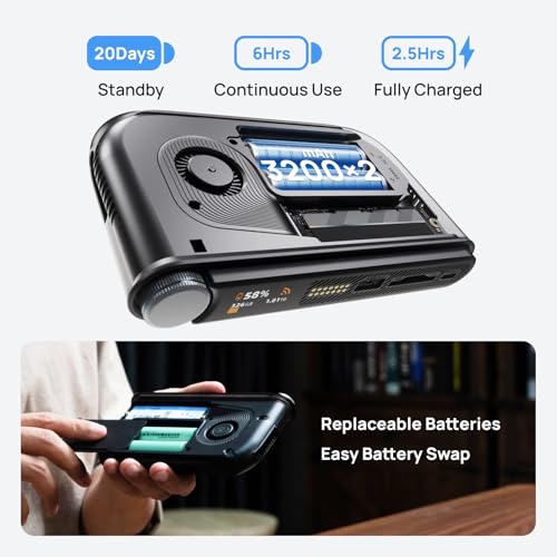 Image of PocketCloud Portable NAS, M.2 NVMe & SD Card Slots, Up to 8TB Capacity (Diskless), One-Click Backup, Wi-Fi 6 Support, LCD Display & App Control, Dual 3200mAh Batteries for Outdoor Backup