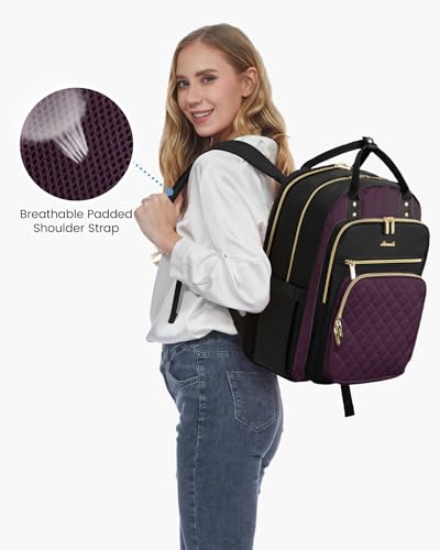 Image of LOVEVOOK Laptop Backpack for Women with Separate Laptop Compartment, 17 inch Water Resistant Lightweight Daypacks for College Travel Work Business, Nurse Teacher Computer Bags