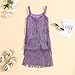 Blaward Girl's Sequin Fringe Dress Kids Sparkling Tassel Sleeveless Dress Zip Back 1920s Flapper Summer Party Latin Dress Purple, 5-6 Years