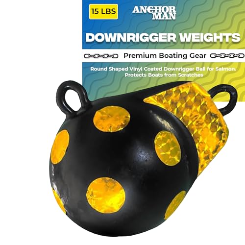 Anchor-Man Downrigger Weights Vinyl Coated Downrigger Ball for Fishing Boats Stable Keel Precision Control & Attracts Fish Easy Retrieval 15 Lbs