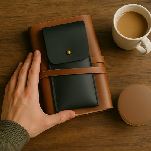 Image of RUSTIC TOWN Leather Pen Case - Handmade Full-Grain Leather Pen Pencil Holder - Minimalist Pen Protective Sleeve Cover - Elegant Pencil Pouch for Work & Office