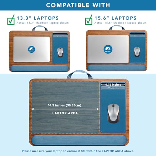 Image of LAPGEAR Home Office Pro Lap Desk - Espresso Blue, Fits 15.6 inch Laptops