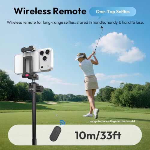 Image of ULANZI New MT-44 B Extendable Phone Tripod, Four-Leg Tripod, 59 inch Selfie Stick Vlog Stand with 2 in 1 Phone Clip, Black