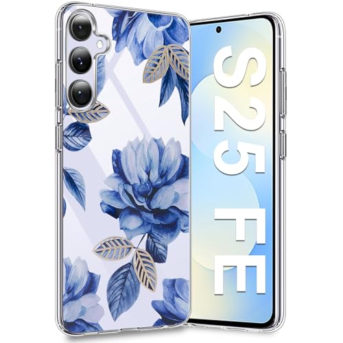 Funda para Samsung Galaxy S25 FE transparente de silicona flexible con flores de cerezo 5G