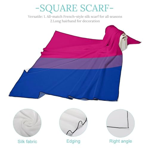 LGBTQ Bisexual Pride Scarf For Women Silk Head Scarf Square Hair Scarves Shawls Hair Wraps Bandana Neckerchief Decor for Adult 27 * 27 Inches4