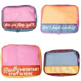 ban.do Getaway Polyester and Mesh Packing Cube Set, Includes 4 Foldable Luggage Organizers in Various Sizes (Really Important Stuff)
