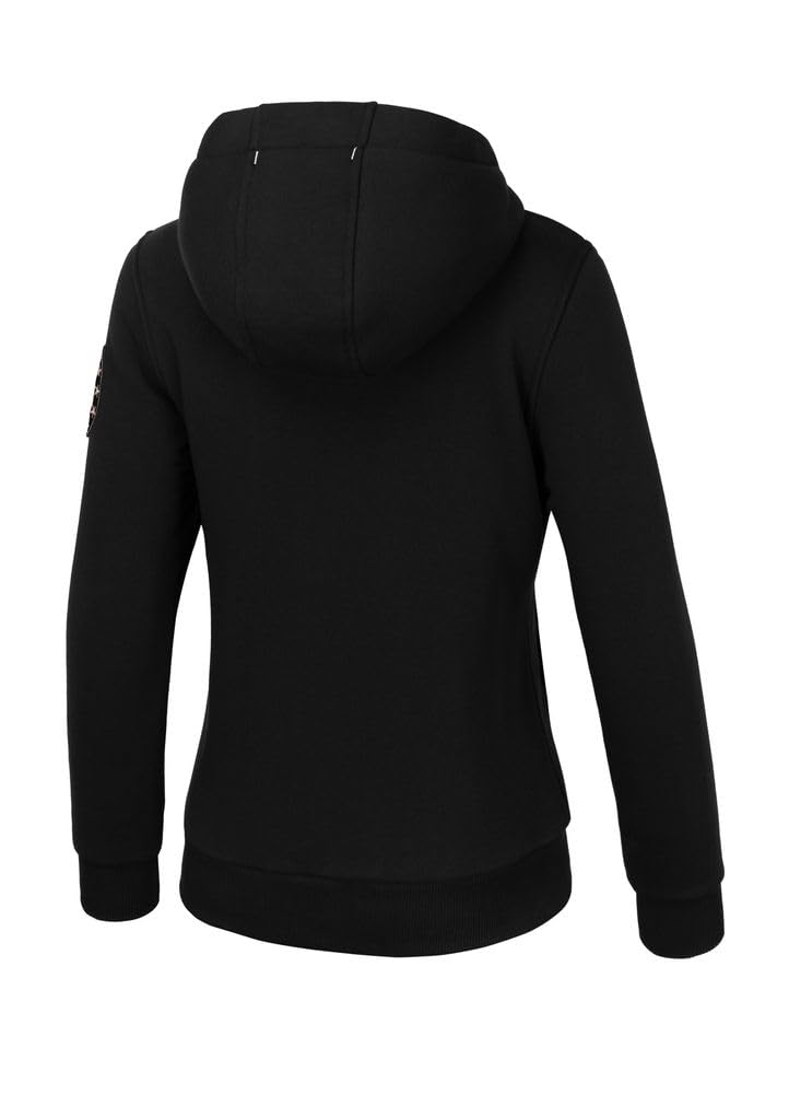 PITBULL - Sweatshirt Damen mit Kapuze und Zip RUFFINA PB, Hoodie Damen mit Fellfutter, Kapuzen Pullover mit Zip, Kapuzenpulli Frauen, Kapuzenjacke mit Reißverschluss