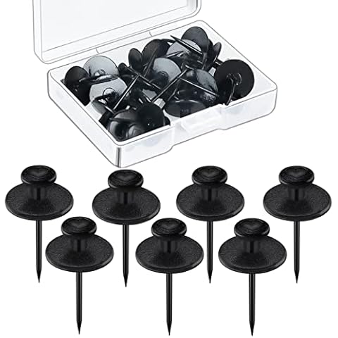 Nails for Hanging Pictures Small,Double-Headed Thumb Tacks Wall Hanging Picture Photo Ornament Clock Key,Tapestry Hangers,Push Pins Hanger Hooks for Home Office Hanging(Black 20 Pack) Cover
