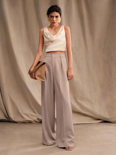 Image of KOTTY Women's Elegant High-Waist Wide-Leg Trousers for Office & Casual Wear