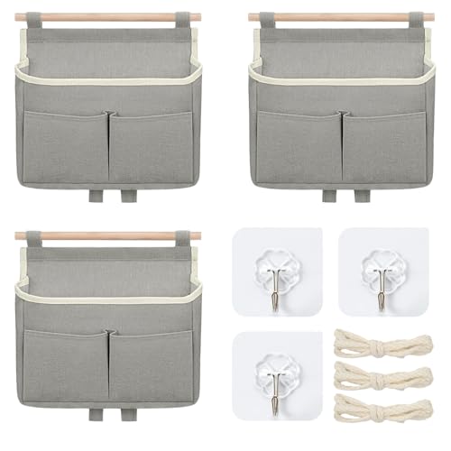 Moorstdel 3x Hängende Aufbewahrungstaschen - Wand Organizer Aus Baumwolle