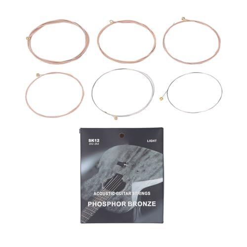 フォークギターストリングアコースティックギターストリングウルトラシンコーティングリンブロンズゴールドビーズ6PCSセット木製ギタープレーヤーは明るいトーンをクリア