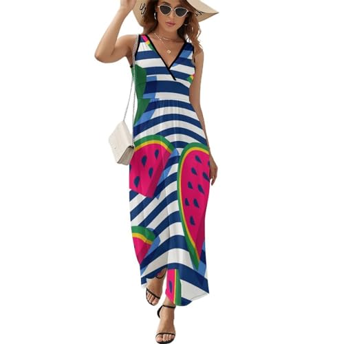 Robe de plage pastèque à col V pour vos journées ensoleillées et vacances