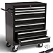 Produktbild Arebos Werkstattwagen 7 Schubfächer | Werkzeugwagen zentral abschließbar inkl. 2 Schlüssel & Antirutschmatten | kugelgelagerte Schubladen | 2 Rollen mit Feststellbremse | Schwarz