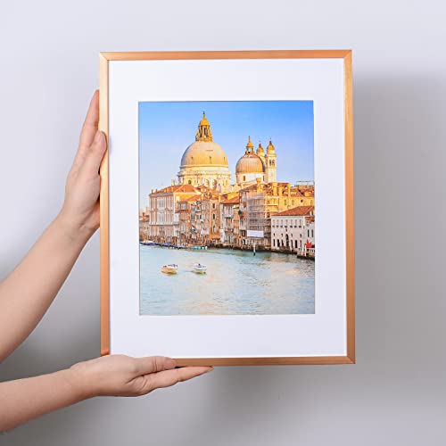 Wyooxoo 11X14 Picture Frame Display Pictures 8X10 With Mat Or 11X14 Picture Without Mat, Metal Frames Wall Gallery Photo Frames With Plexiglass (11"X14", Brushed Copper) #TOP3
