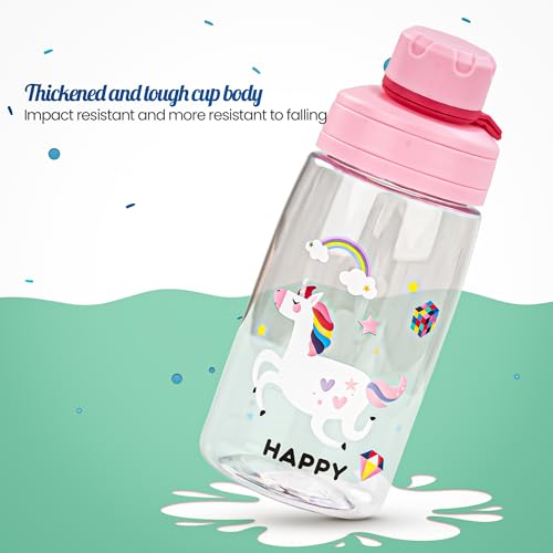 Image of BAYBEE Joy Baby Sipper Water Bottle for Kids | Spill-Proof & BPA Free Safe Sippy Water Bottle 480ml for Kids 6+ Months | Drinking Training Sipper Bottle for School Kids & Toddlers, Boys Girls (Pink)