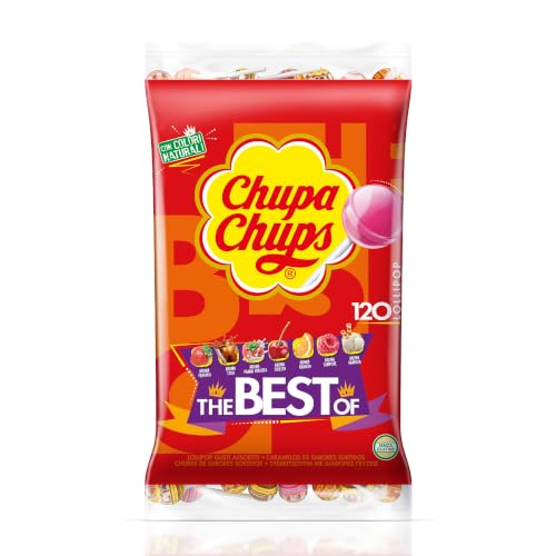 CHUPA CHUPS Caramelo con Palo, Sabores Variados, Pack Ahorro 120 Piruletas