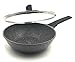 poêles Wok en Pierre de Haute qualités Anti-Adhérente Compatible Tous Feux 100% Induction adapté au Four grâce à sa Manche Amovible Ø 28 cm gris Moucheté