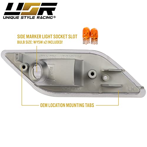 Usr 10-13 W212 E-Class 4D/5D Crystal Clear Lens Front Bumper Side Marker Light Assembly Set (Left + Right) Compatible With 2010-2013 Mercedes Benz 212 E Class 4 Door / 5 Door #TOP6