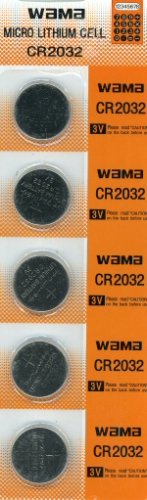Pack of 5 CR2032 Lithium Button Cell 3-volt Batteries