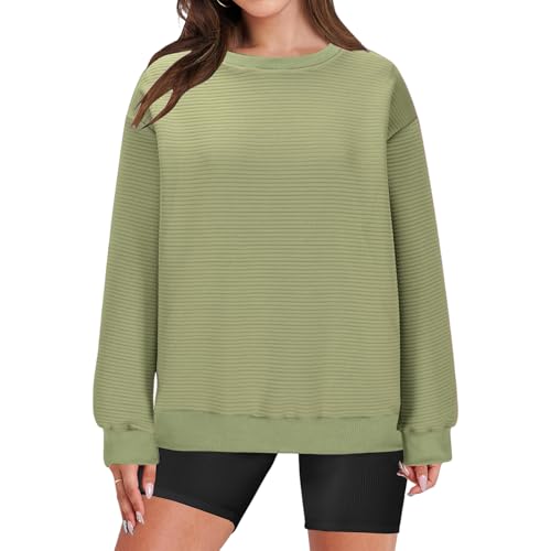 Womens Oversized Sweatshirts Casual Crewneck Long Sleeve Sweatshirts Fall Trendy Basic Solid Pullover Tops