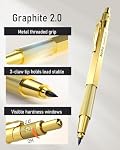 Nicpro 35PCS Set de crayons mécaniques d'art, 3PCS Crayon de dessin métallique d'or 0.5 mm & 0.7 mm & 0.9 mm & 3PCS 2mm Titulaire de plomb (6B 4B 2B HB 2H 4H Couleurs) pour dessiner avec 20 Cas de renouvellement du plomb dans le tube
