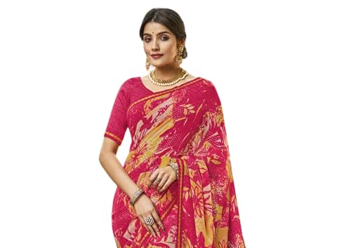 Image of Laxmipati Sarees Women's Multicolor Georgette Fancy Designer Floral Printed Saree with Unstitched Art Silk Blouse Piece - Elegant Party & Festive Saree for Special Occasions