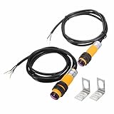 MECCANIXITY E3F-5DN1/5L Photoelectric Sensor, 2Pcs 200mA 10-30VDC V M18 Through Beam Photoelectric Switch Sensor 3 Lines Detection Distance 5M NPN NO with Mounting Bracket for Industrial
