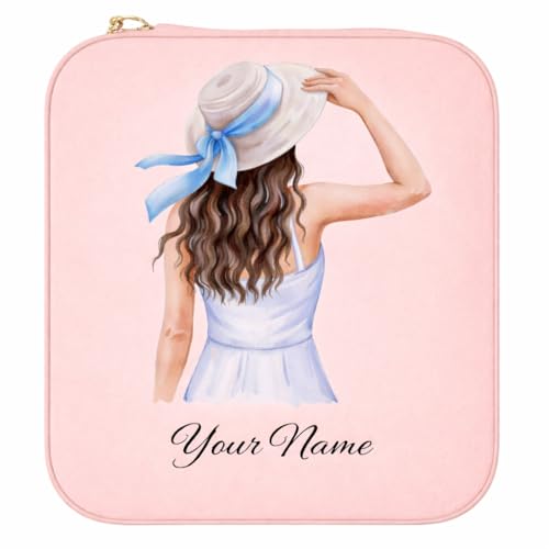 Image of Personalized Jewellery Organizer Case for Women | Custom Name Travel Jewelry Box with Ring, Earring & Necklace Storage | Compact, Elegant Gift for Girls & Women (Summer Grace)