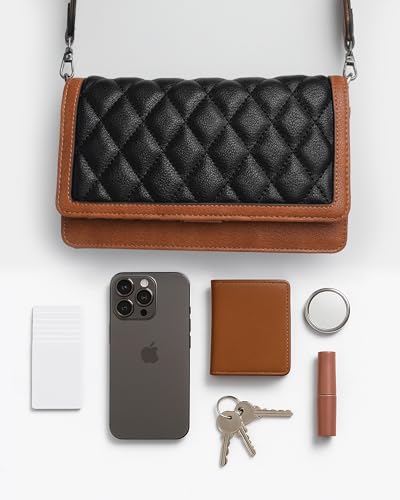 Image of Alldaily Quilted Small Crossbody Bag for Women, Wallet Purse with Card Slots & Phone Holder