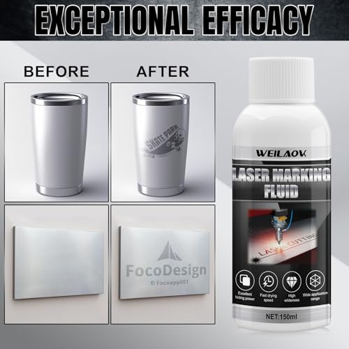 WEILAOK LasermarkierungsflüSsigkeit, Laser Markierungsspray für Metallmarkierung, Schnelle Trocknungsgeschwindigkeit Lasermarkierungspuder für Lasergravur, Metall, Schmuck, Glas, Aluminium,Edelstahl
