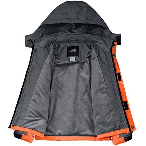 Zshow Boys' Ski Jacket Waterproof Hooded Snow Parka Windbproof Warm Winter Coat (Orange,10-12） #TOP2