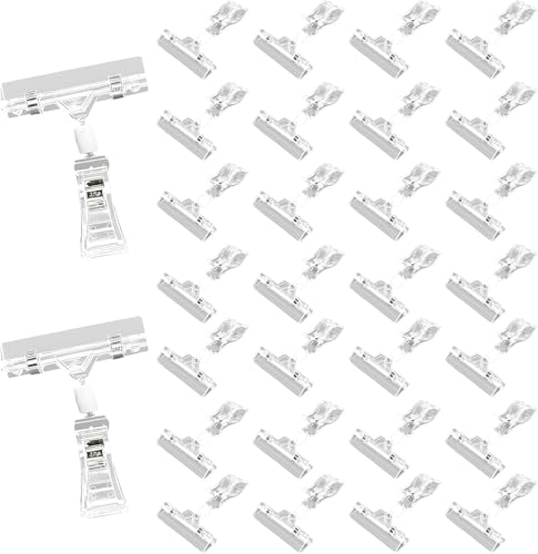 Dexpally 30 soportes de plástico giratorios transparentes para carteles de precios, soporte de clip para exhibición de clips, para casa, oficina, supermercado, memo