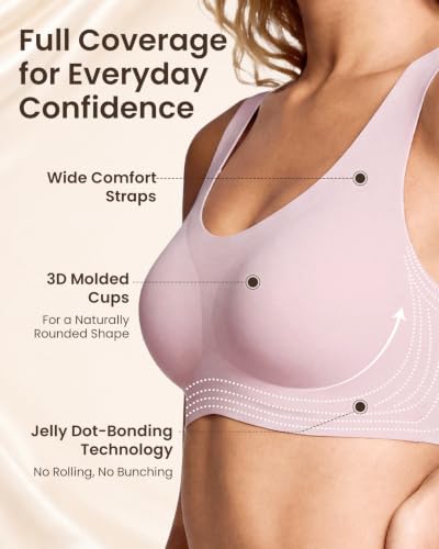 Image of Ubras Seamless Bras for Women Light Support Wireless Bralette Comfortable Soft Smooth Pull On T-Shirt Bras