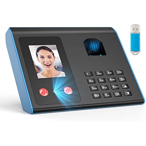 Fingerprint Attendance Machine, 2GB U-Disk Supplied, 2.4 TFT LCD Screen Intelligent Biometric Fingerprint Attendance, Face Password Recognition Time Clock Recorder for Employee Cover